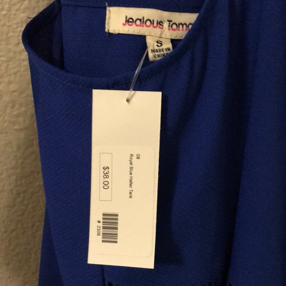 NWT Boutique Royal Blue Halter Tank Top w/ Cutouts - Picture 3 of 5